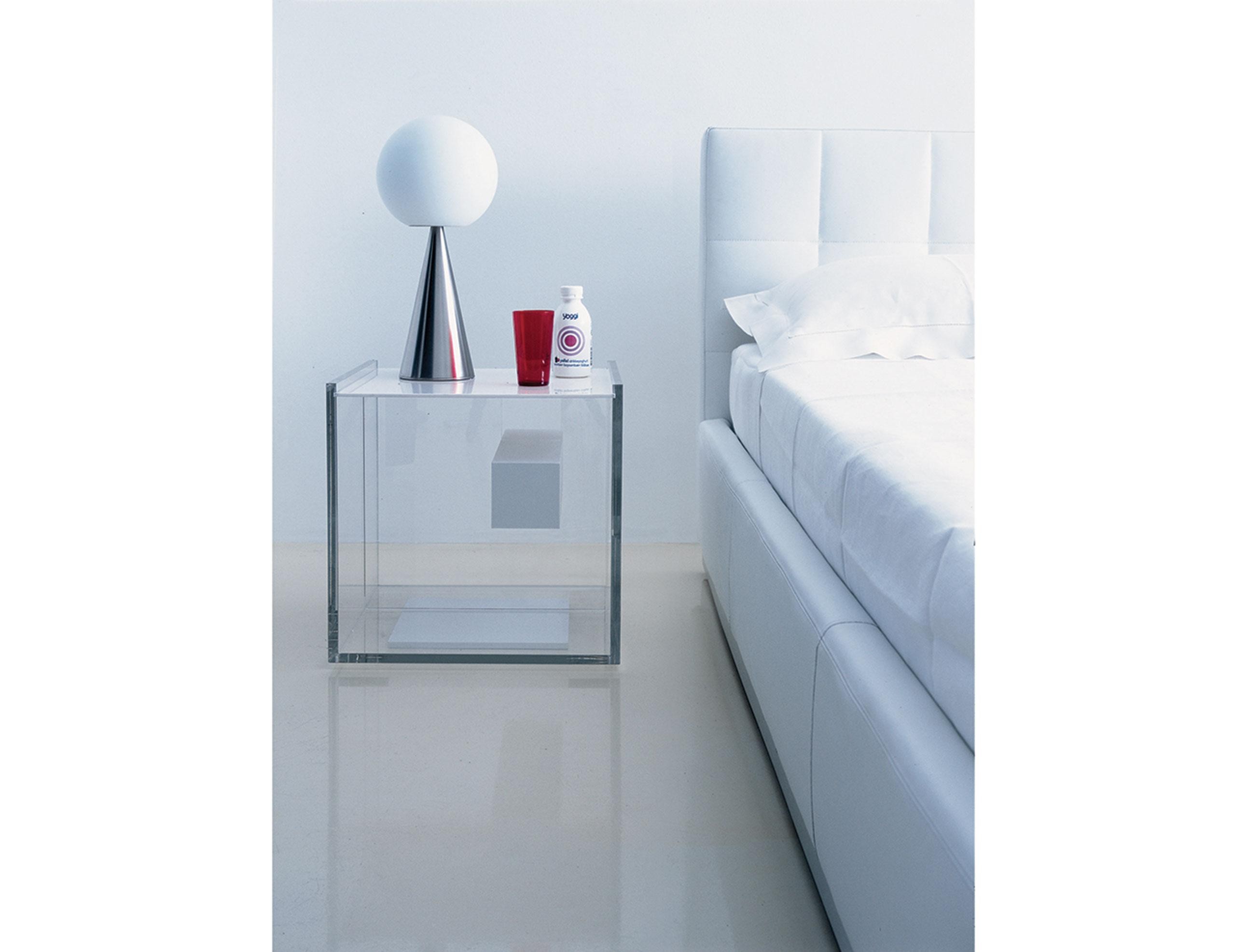 Table D'appoint Acrylique Transparente 2 Niveaux - 40x30x50 Cm, Charge 18 Kg, Moderne