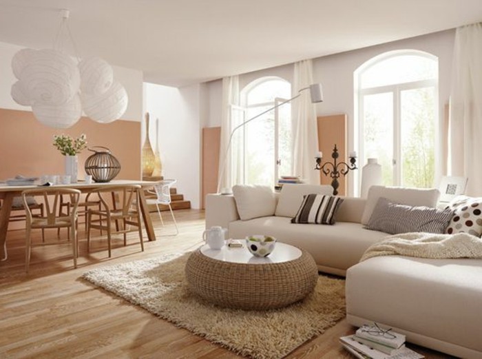 Decoration salon avec canape taupe