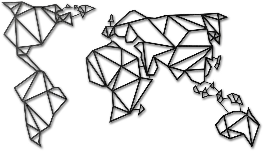Decoration murale metal carte monde