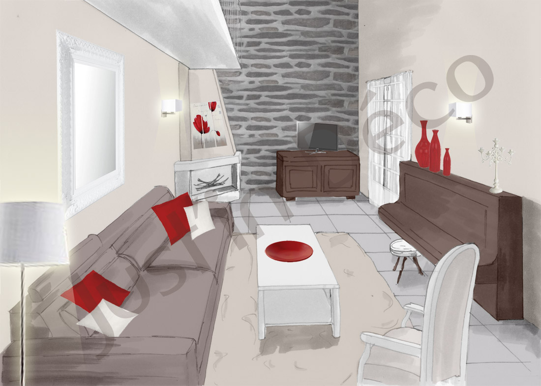 Decoration interieur rouge blanc