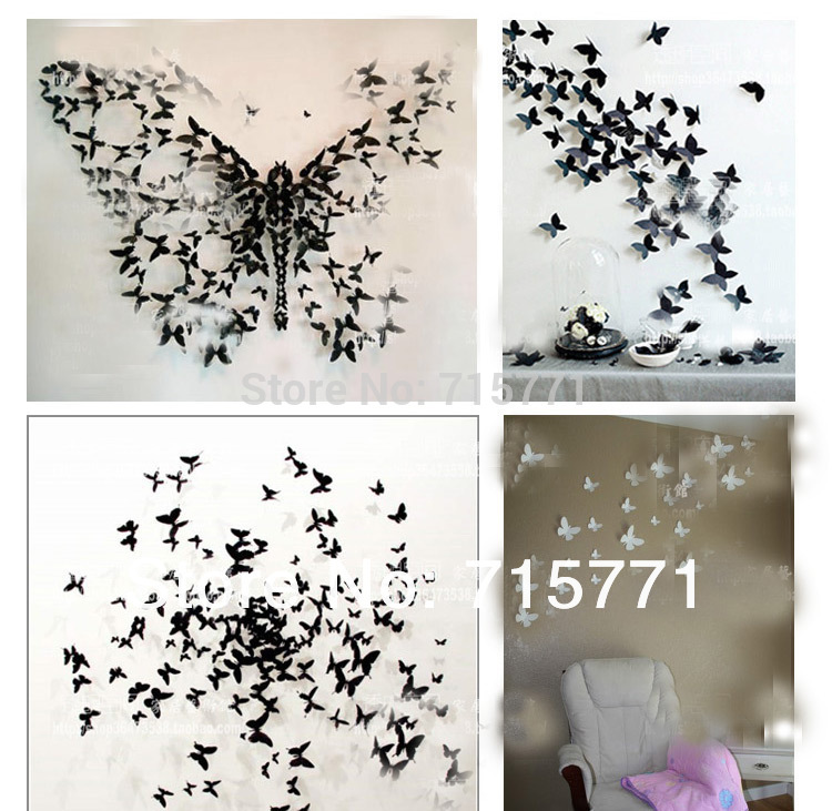 Decoration murale papillon 3d noir