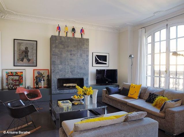 Décoration d'un salon avec cheminée