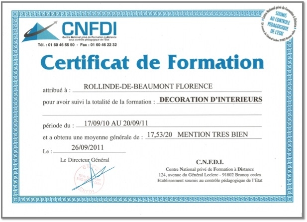 Decoration interieur diplome