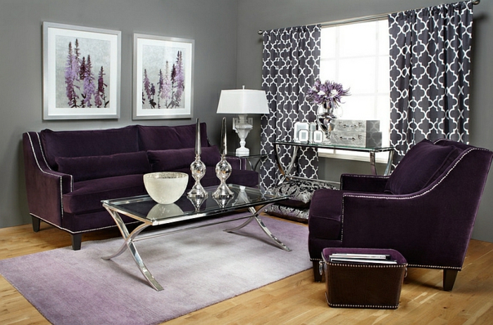 Decoration salon aubergine
