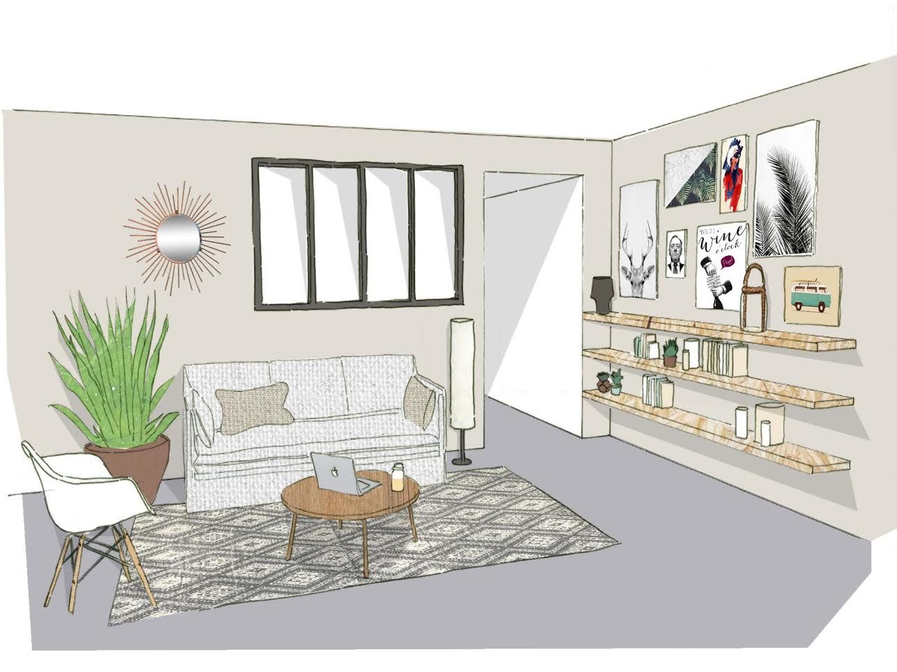 Decoration salon en dessin
