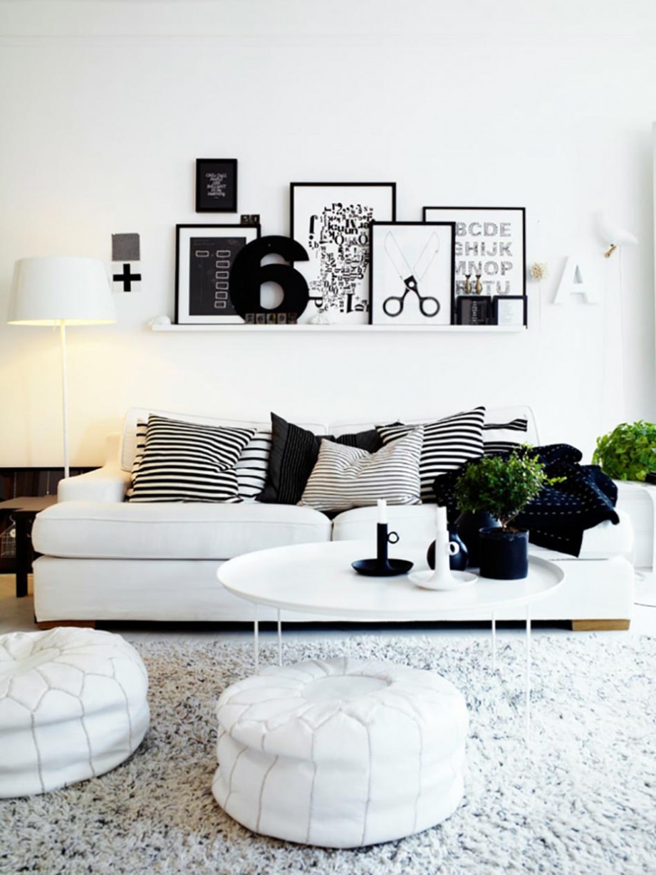 Decoration salon moderne noir et blanc