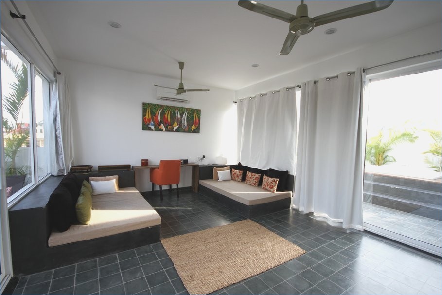 Decoration salon carrelage beige
