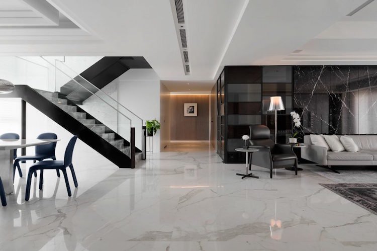 Decoration carrelage blanc salon