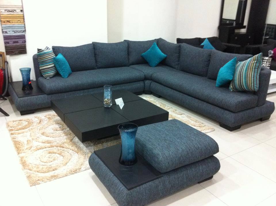 Decoration salon moderne gris bleu