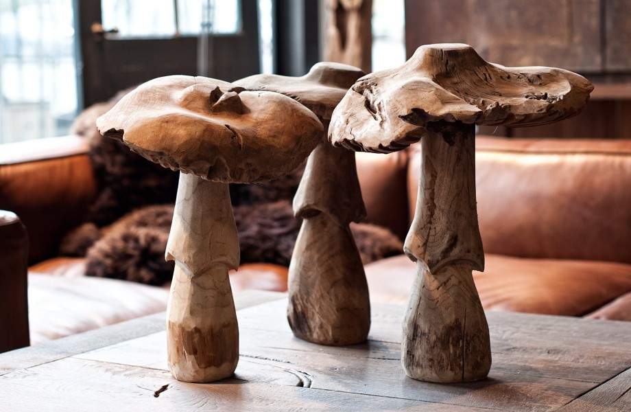 Champignon en bois décoration jardin