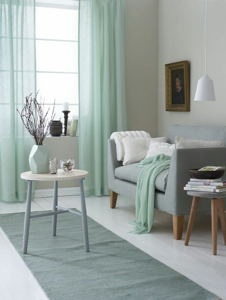 Decoration salon vert d eau et gris