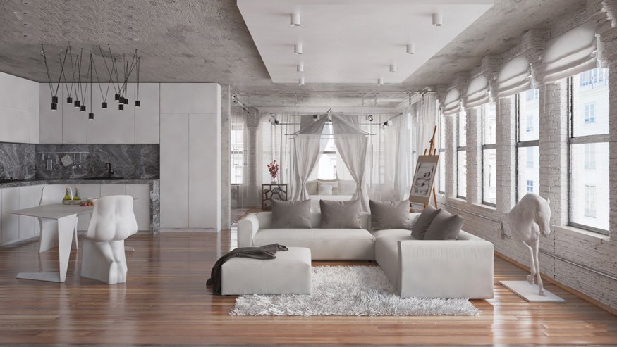Décoration gris et blanc salon