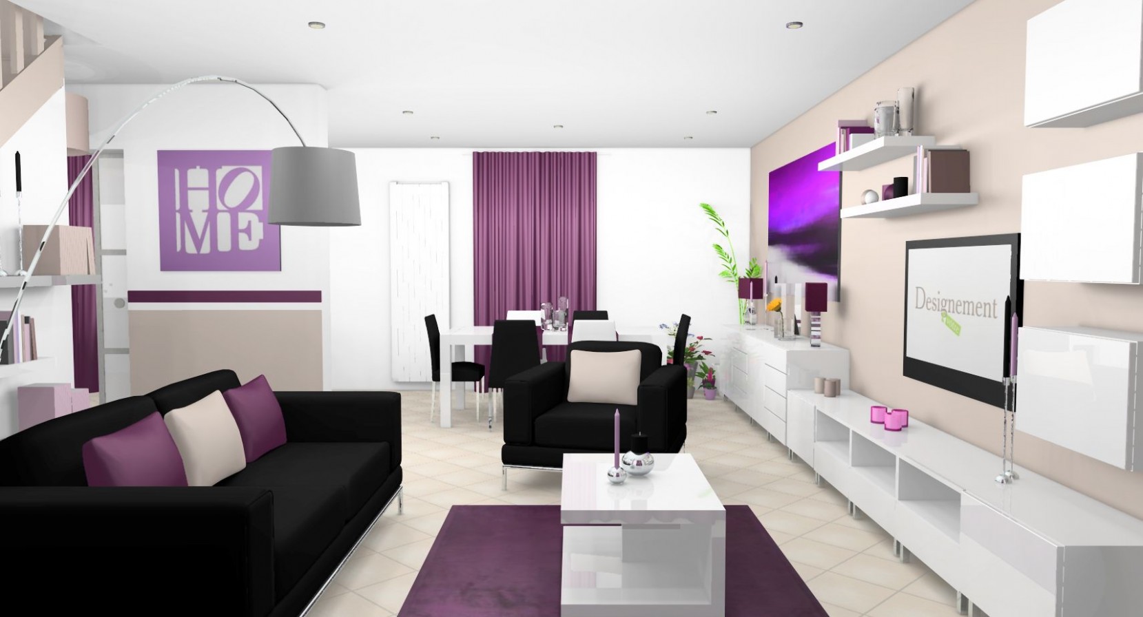 Décoration salon moderne noir et blanc