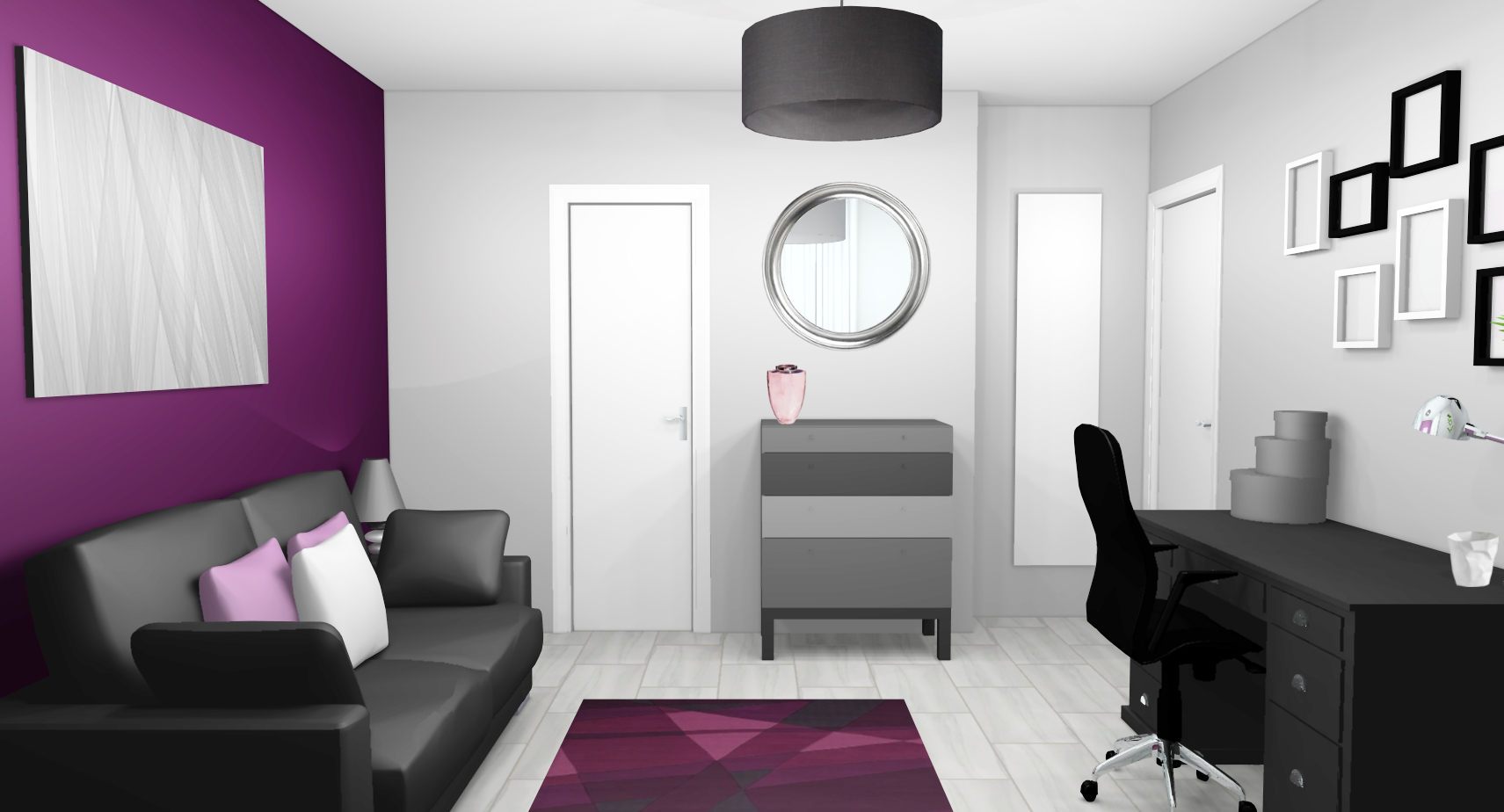 Decoration interieur mur violet