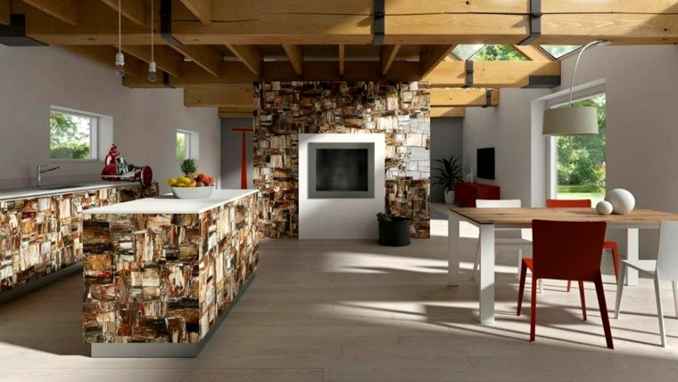 Decoration interieur bois et pierre