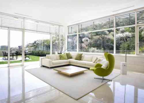Decoration salon blanc et vert
