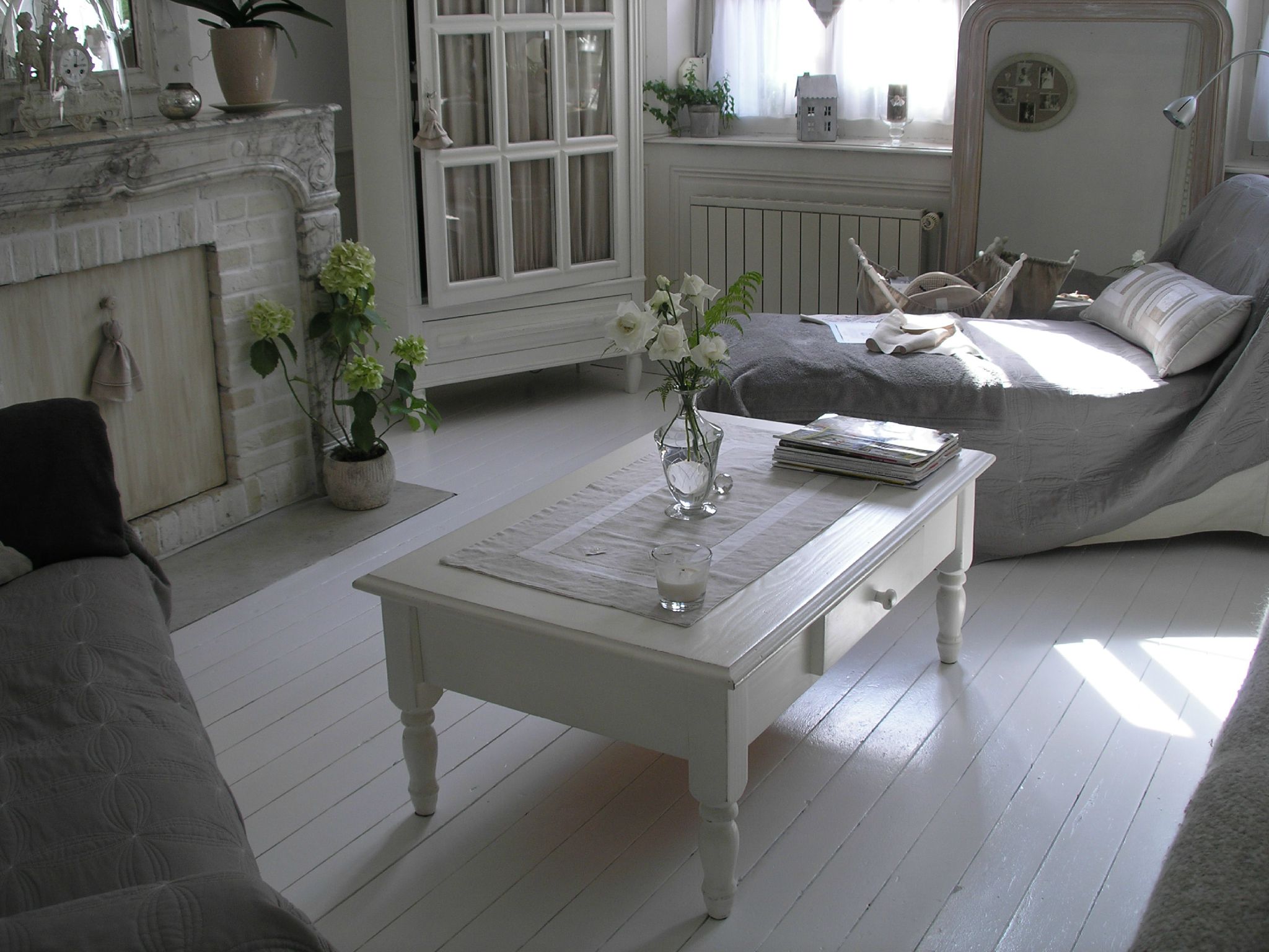 Décoration salon blanc lin