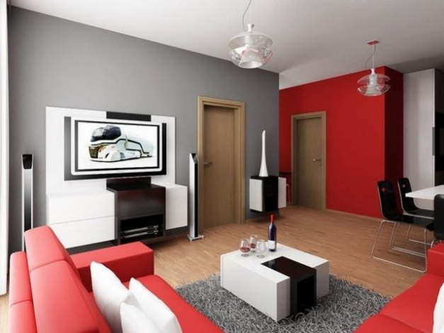 Decoration salon en rouge