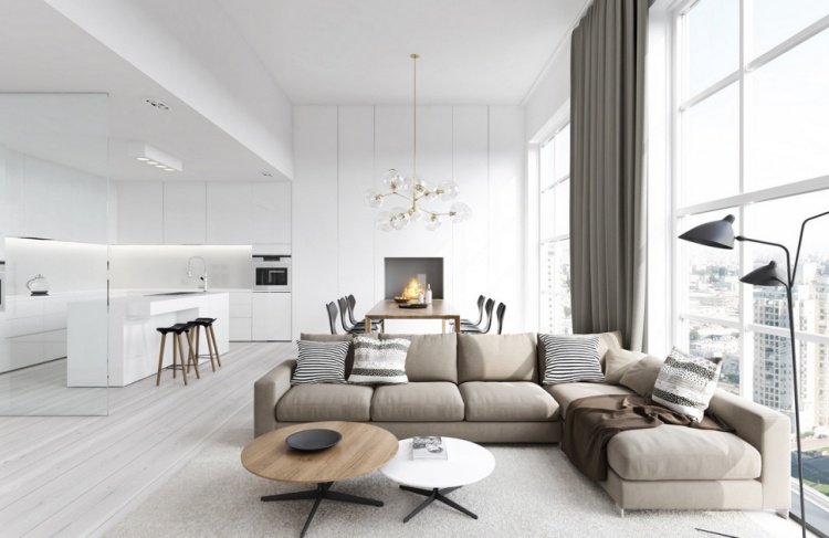 Decoration salon moderne beige