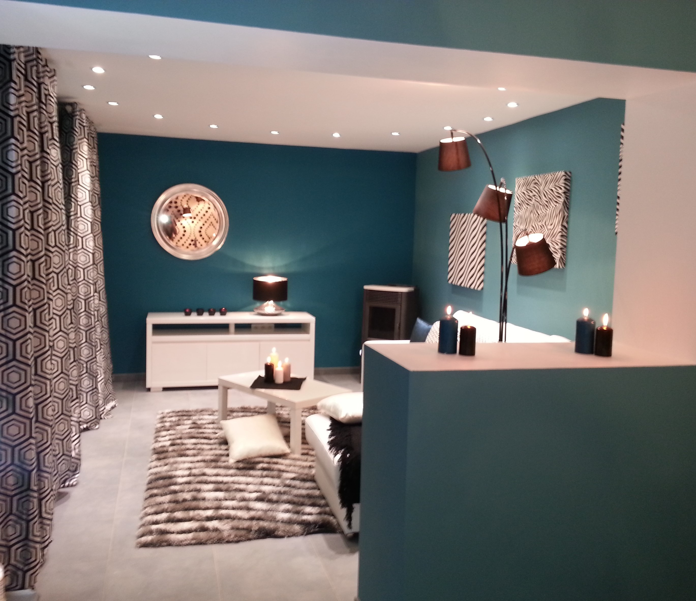 Décoration scandinave bleu salon