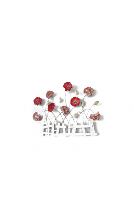 Decoration murale metal coquelicots
