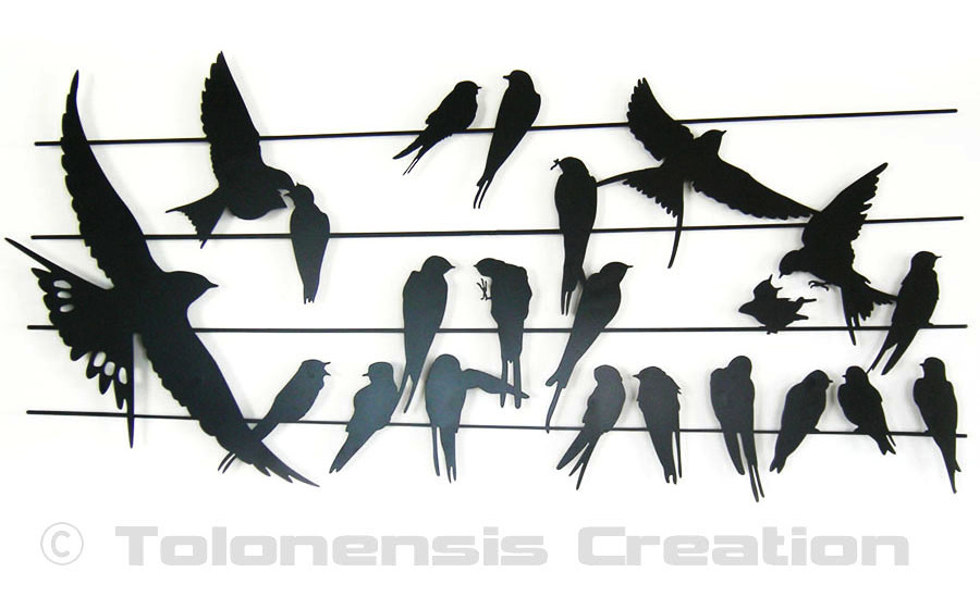 Décoration murale hirondelle métal