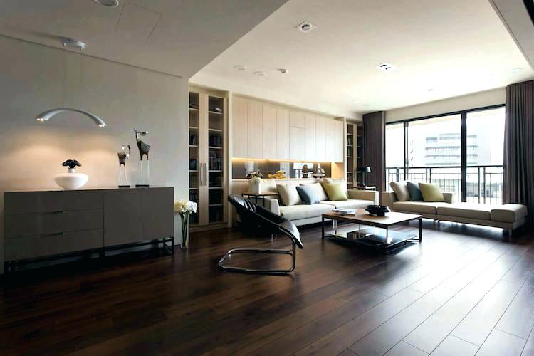 Decoration salon parquet foncé