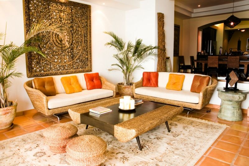 Décoration salon rotin