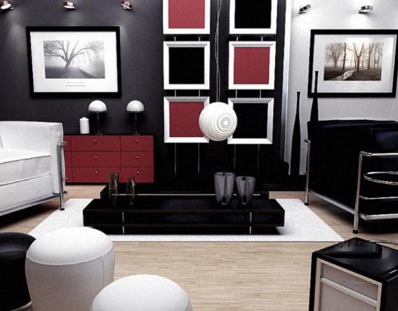 Decoration salon gris et noir