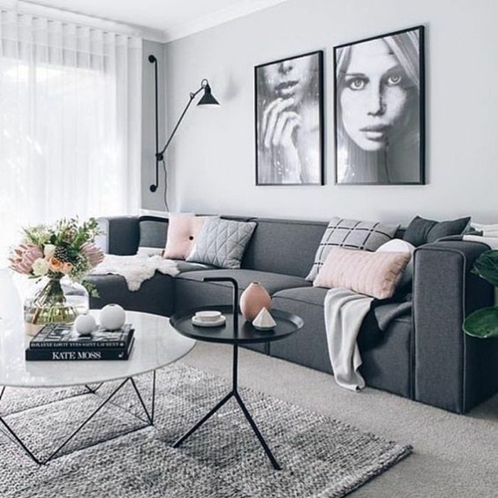 Decoration murale rose et gris