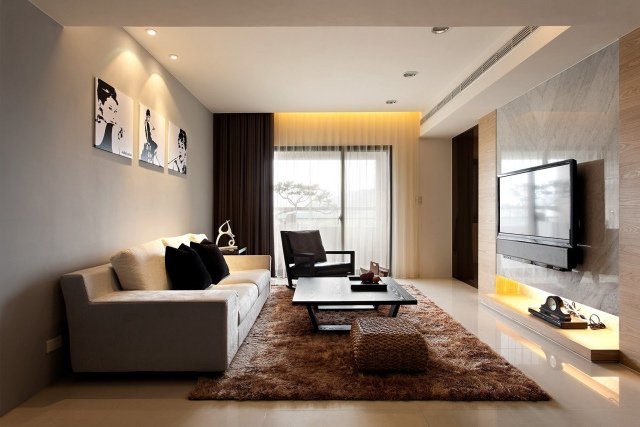 Decoration salon marron et gris