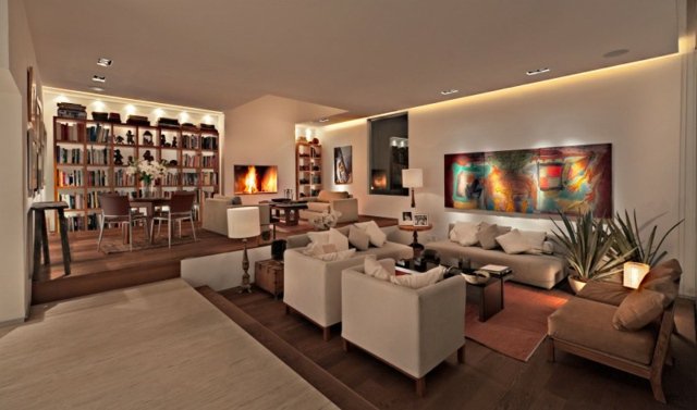 Decoration salon marron beige