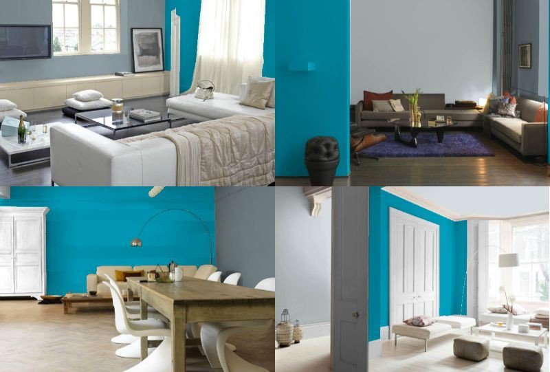 Décoration salon bleu et gris