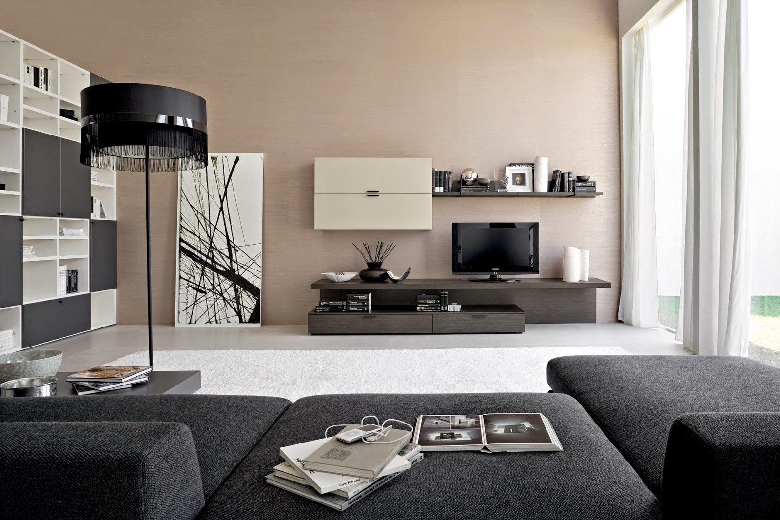 Décoration salon moderne marron