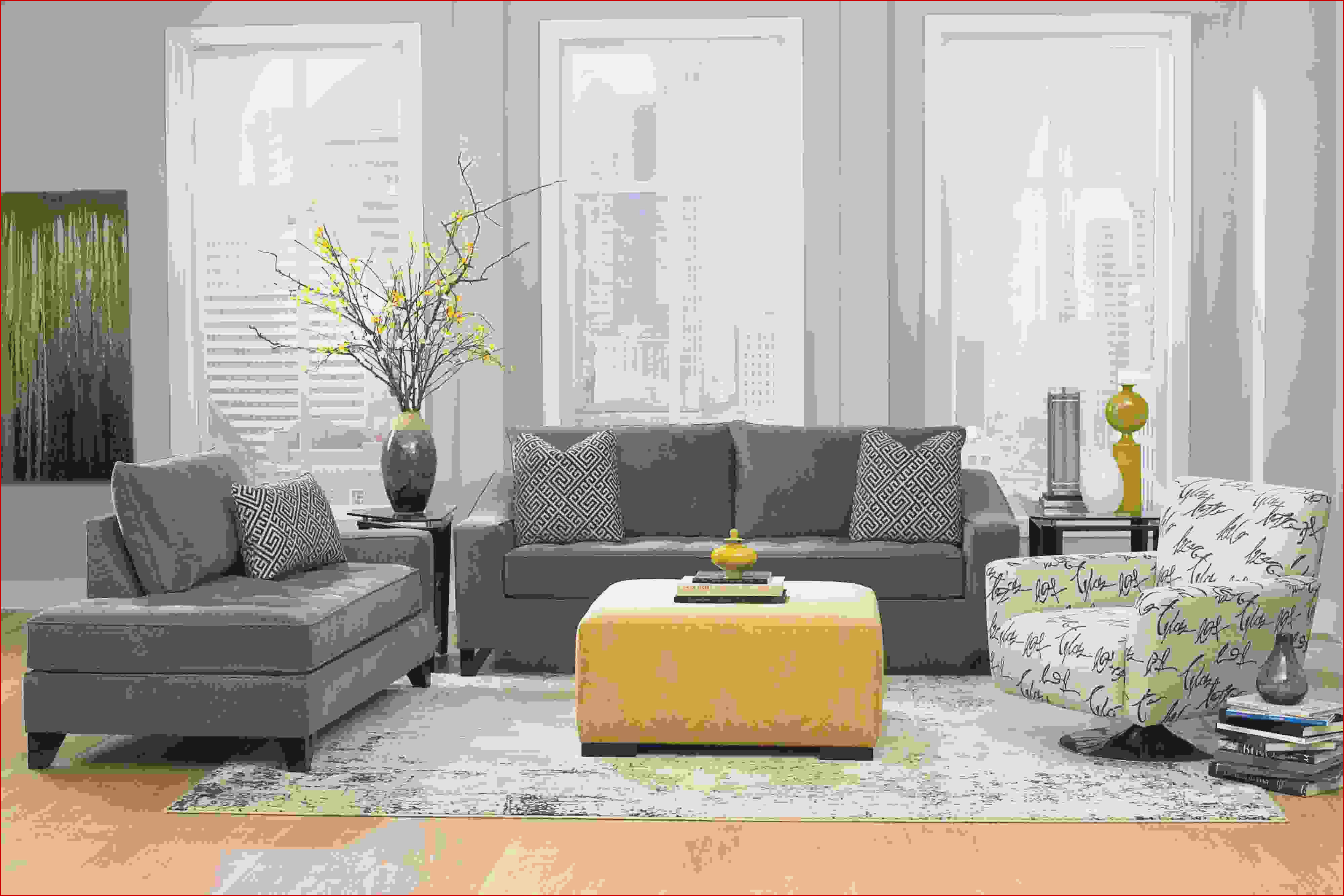 Décoration salon gris jaune