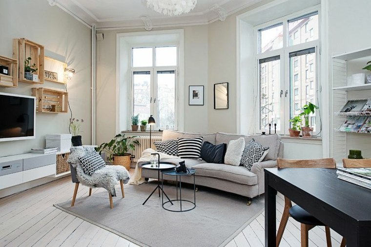 Decoration salon noir bois