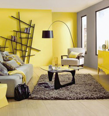 Idée décoration salon jaune