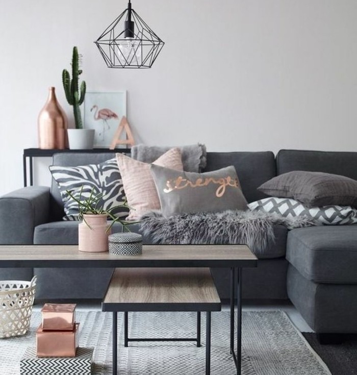 Decoration salon gris foncé