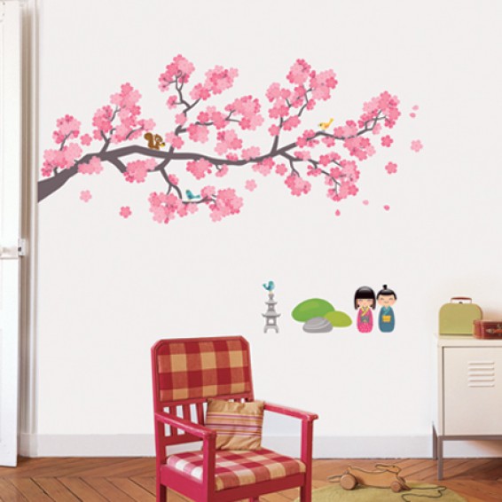Decoration murale branche de cerisier