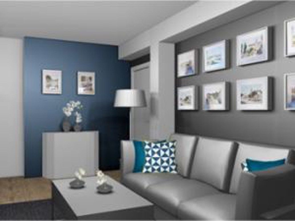 Decoration interieur salon bleu