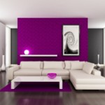 Idée décoration salon violet