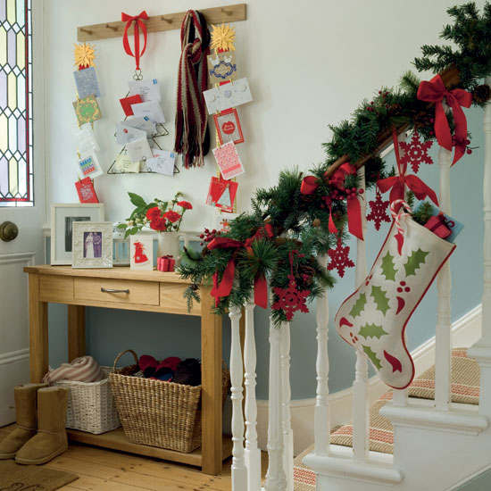 Decoration escalier interieur noel