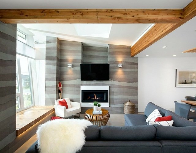 Decoration mur salon en bois