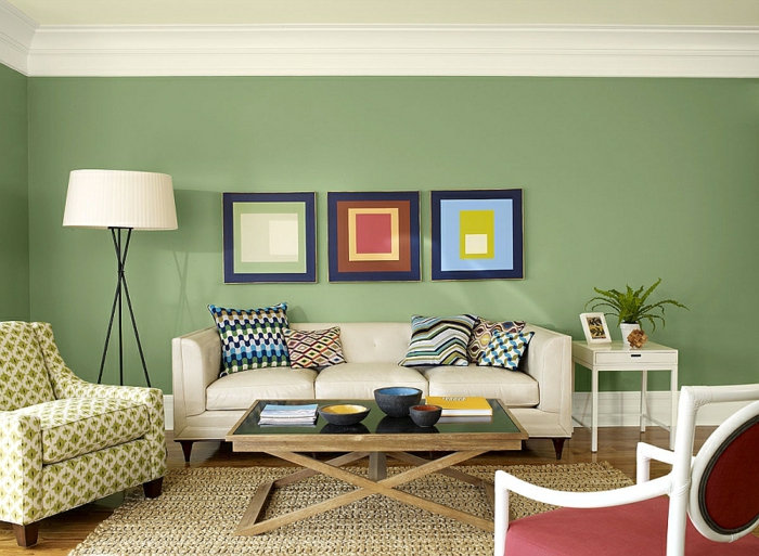 Decoration salon couleur verte