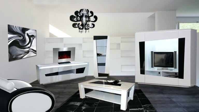 Decoration salon gris noir blanc