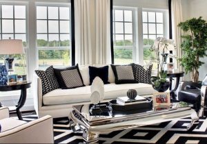 Decoration salon blanc noir