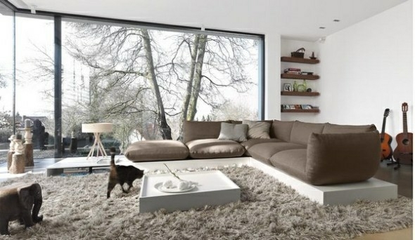 Decoration salon contemporain chaleureux