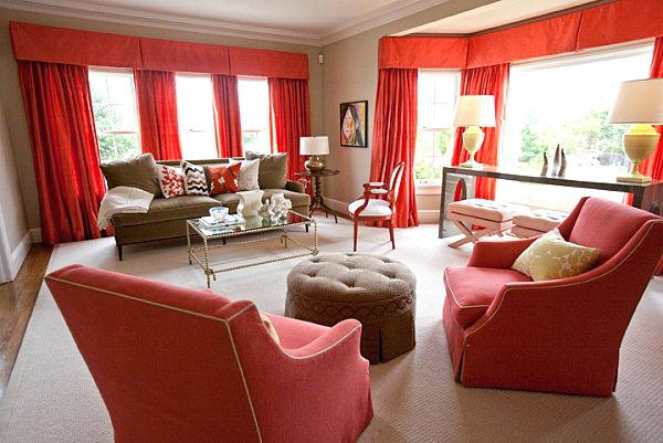 Decoration salon rouge et beige