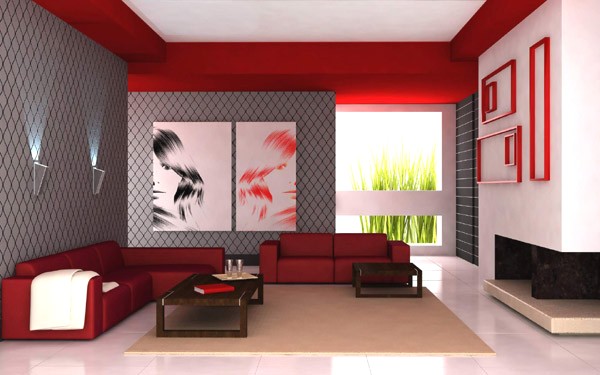 Decoration salon rouge et noir