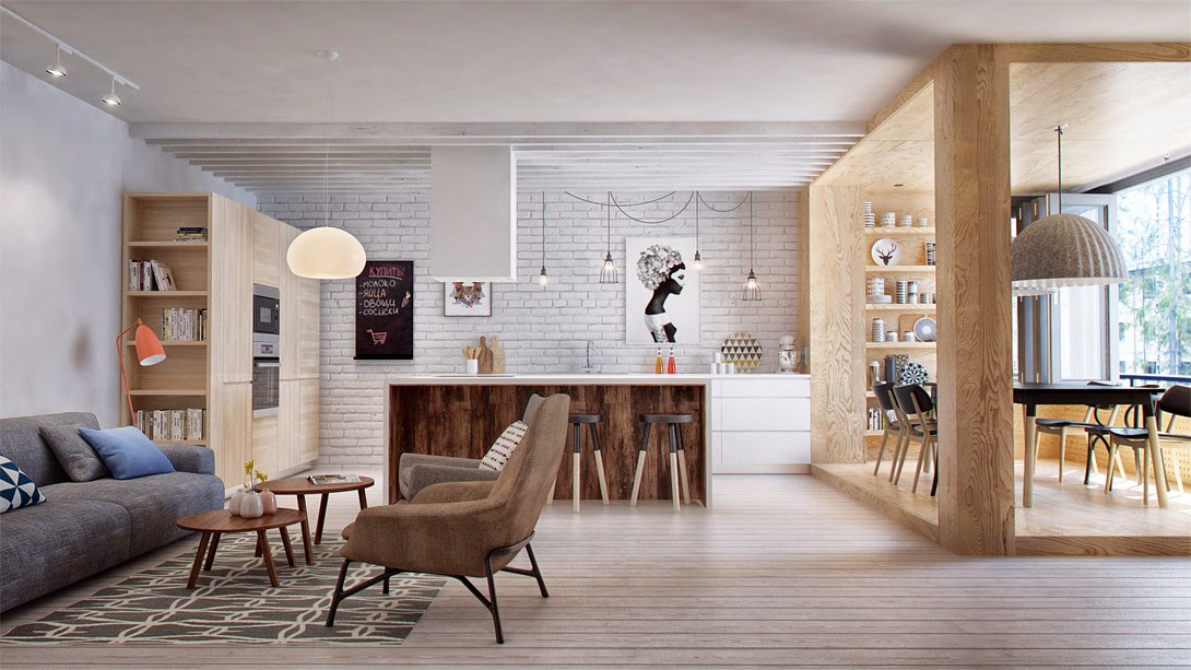 Decoration bureau dans salon